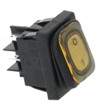 Horeca Parts - Rocker switch installation dimension 30x22mm 250V 20A 2NO male 6.3mm symbol 0-I rectangular yellow (3319512)