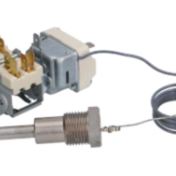 Horeca Parts - Single-phase thermostat 105-185 C D-shaped pin ø 6x4.6 mm capillary length 900 mm - 16A 250V threaded bulb ø 1/2 "x91 mm