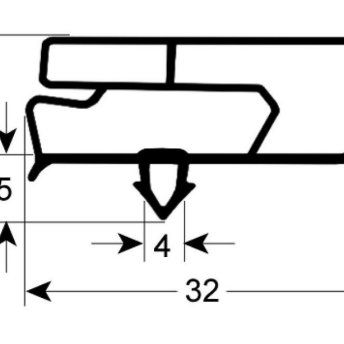 Horeca Parts - Těsnění chladicího stolu, profil 9797, délka 560 mm, šířka klínu 440 mm - Fagor, Asber, Ascaso, Codigel, Coreco, Edenox, Edesa, Efficold (12035412, 6045010115, UR-260, BU.350, BU.780).