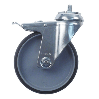 Horeca Parts - Otočné kolečko s brzdou Ø 125 mm, kování M10, nosnost 90 kg - Blanco