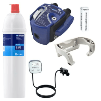 Horeca Parts - Startovací sada Brita 0-70% hlava, 3/8", nástěnný držák, (1000480), filtr C300, průtokoměr 10-100 (1033041), test uhličitanové tvrdosti (710800)