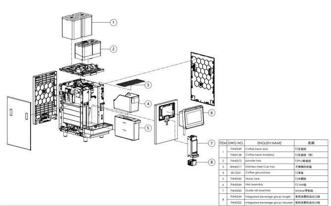 Horeca Parts - Dr.Coffee F2-H automatic coffee machine