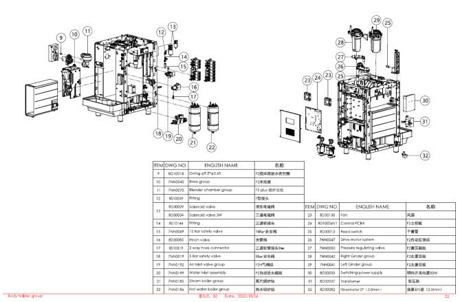 Horeca Parts - Dr.Coffee F2 automatic coffee maker