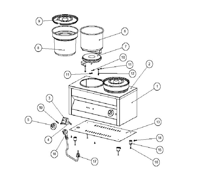 Horeca Parts - Elektrischer Suppen- und Soßenwärmer Thermosystem 2 x 4,2L - Hendi 201206