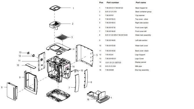 Horeca Parts - Automatický kávovar One Touch, černý - Hendi 208977