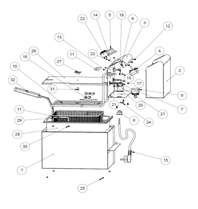 Horeca Parts - Element grzejny - Frytownica Hendi 8l 207321, 209325, 207208, 209301