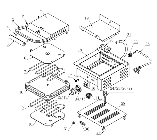 Horeca Parts - Waffeleisen Hendi 212127