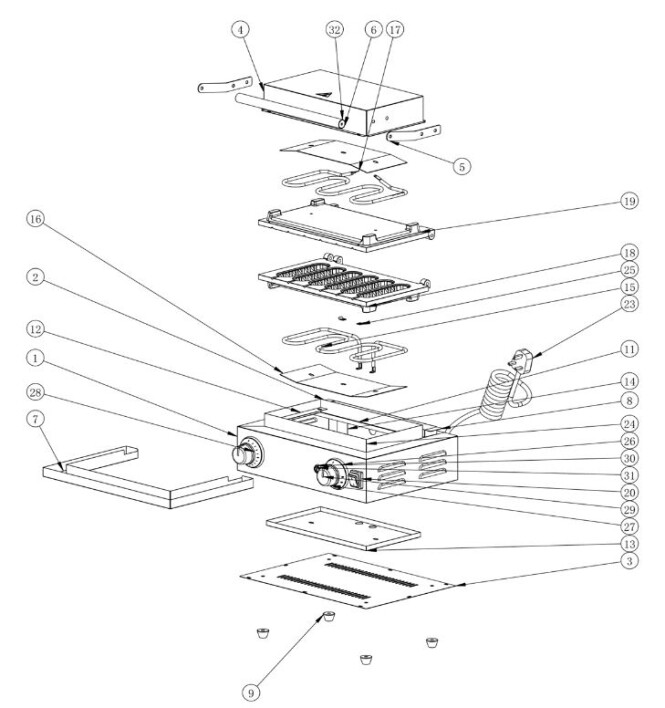 Horeca Parts - Vaflovač Hendi 212189