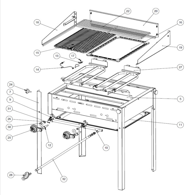 Horeca Parts - Hendi 2-Brenner Gasgrill