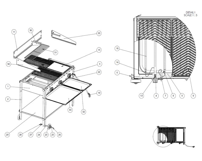 Horeca Parts - Gasgrill system 3 Brenner Hendi 149591