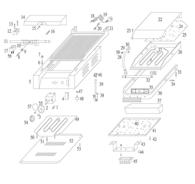 Horeca Parts - Grill kontaktowy Panini, HENDI, góra i dół ryflowane, 230V/2200W, 430x370x(H)210mm