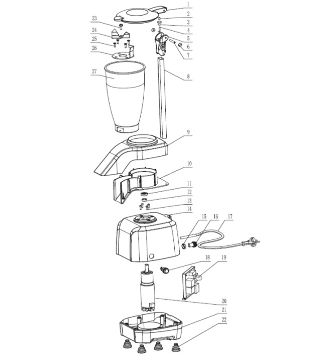 Horeca Parts - Ice crusher, Bar up, 3L, 230V/200W, 194x329x(H)523mm