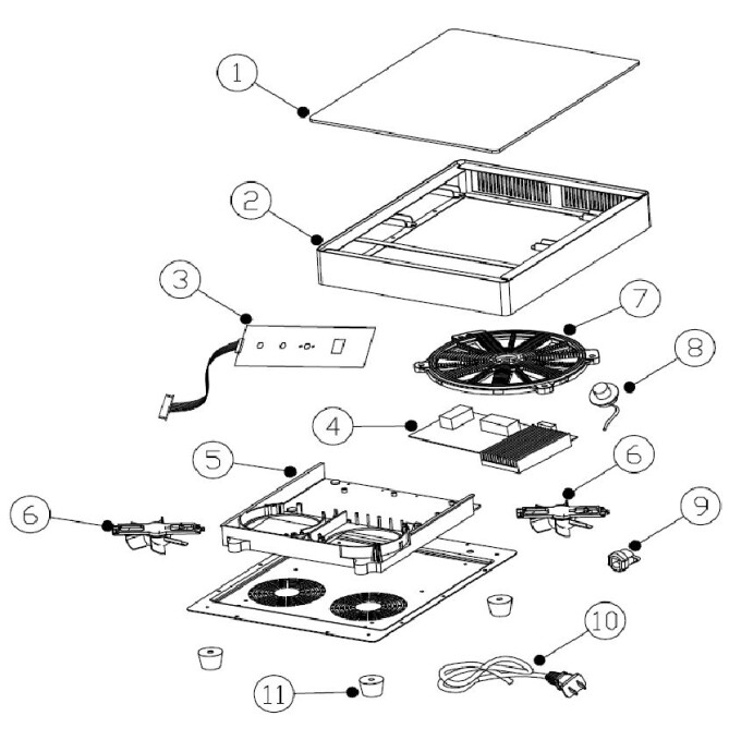 Horeca Parts - Aragaz cu inducție 3500 W, 230V/3500W, 339x444x(H)80mm Hendi 239421