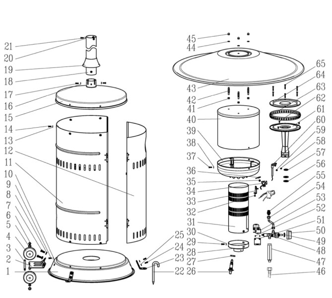 Horeca Parts - Lampă de încălzire cu gaz Hendi ⌀770x2200 mm mobil