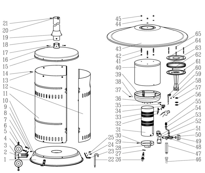 Horeca Parts - HENDI, 12.5kW, fi.770x(H)2200mm, pe gaz, lampă de încălzire pliabilă