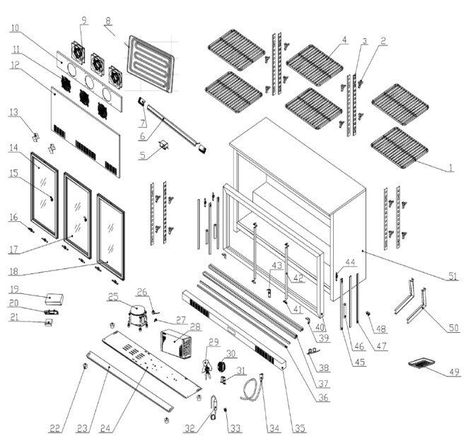 Horeca Parts - Getränkekühlschrank 3-türig Hendi 235836