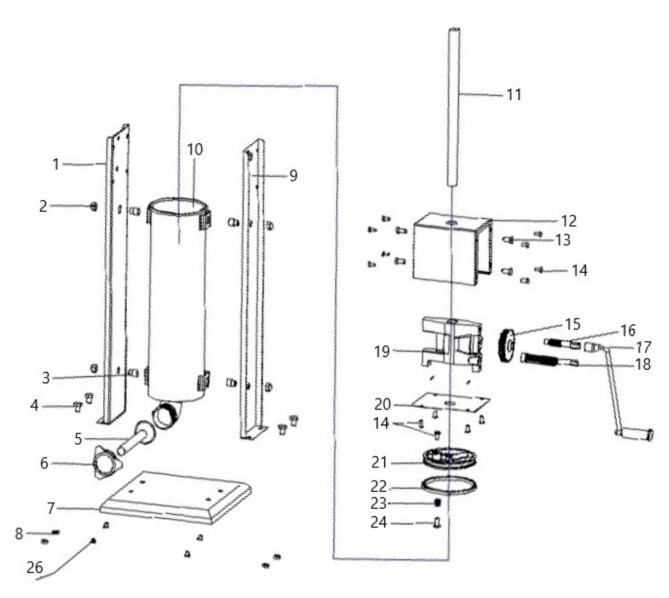 Horeca Parts - Nadziewarka do kiełbas, HENDI, Profi Line, 7L, 300x340x(H)830mm