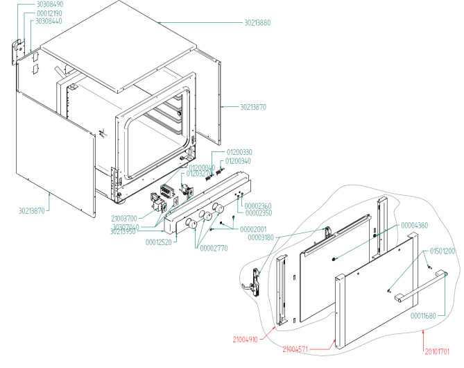 Horeca Parts - Víceúčelová kombinovaná trouba 4x 429x345mm - elektrická, manuální ovládání - 225165(EKF423M)