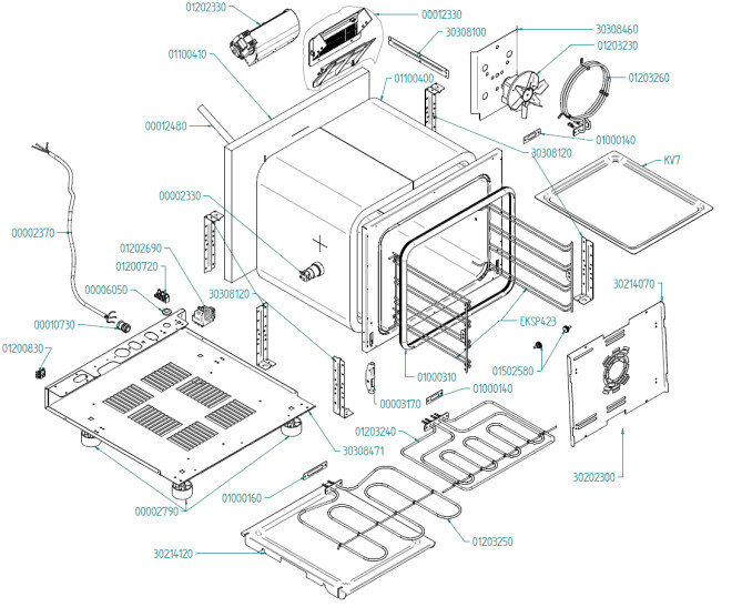 Horeca Parts - Convection steam oven 4x 429x345mm - electric, manual control - 225165 (EKF423M)