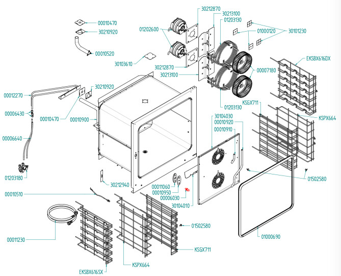 Horeca Parts - Elektrická kombinovaná trouba 7xGN1/1 s parní funkcí 225554 (EF711UD)