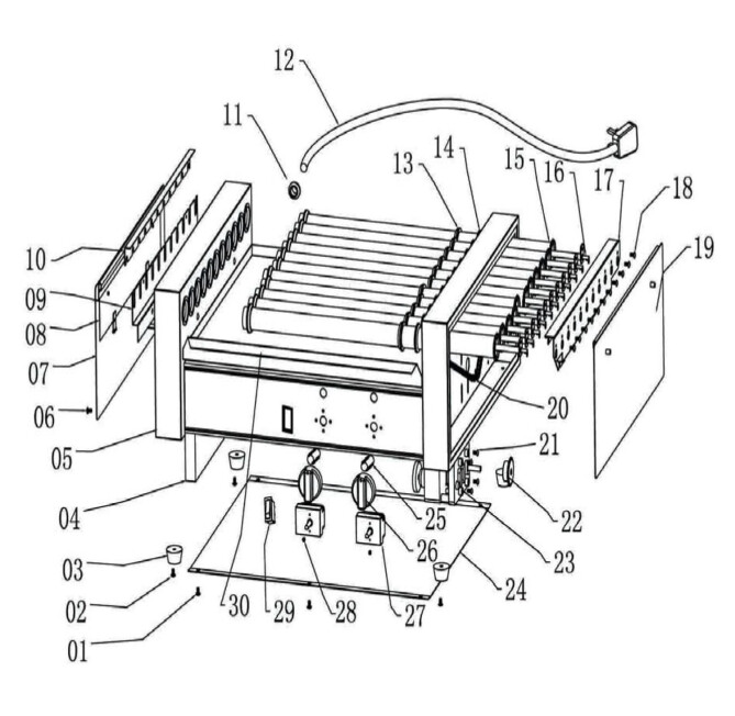 Horeca Parts - Rollengrill Hendi, 9 Rollen - 268605