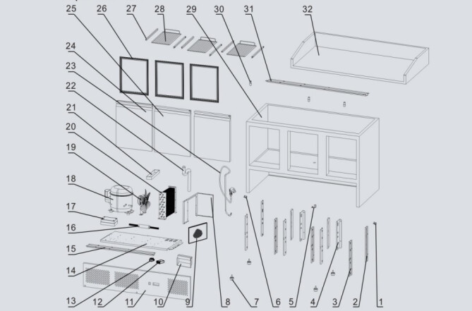 Horeca Parts - Refrigerated table 3-door pizza Hendi 232033 (ESL3852)