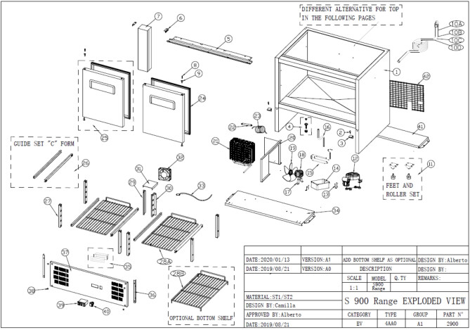 Horeca Parts - Refrigerated table 2-door with worktop Hendi 236130 (S901 SS TOP S901-4D S900STD S900SQ PS 900 PS 200)