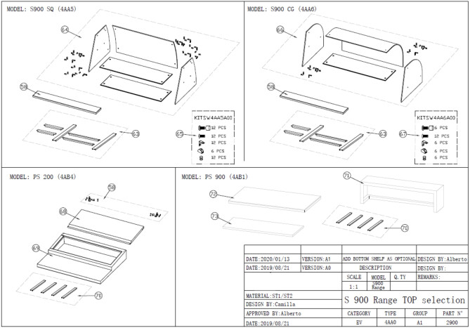 Horeca Parts - Dvoudveřový chladicí stůl s horní deskou Hendi 236130 (S901 SS TOP S901-4D S900STD S900SQ PS 900 PS 200)