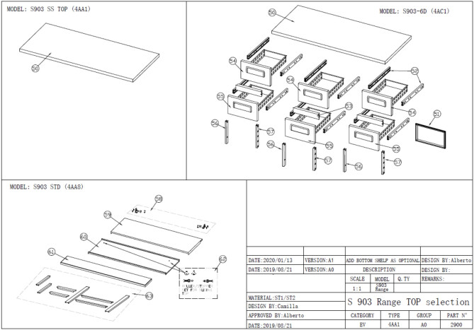 Horeca Parts - Třídveřový chladicí stůl s pracovní deskou Hendi 236147 (S903SSTOP S903STD S903SQ PS903 PS300)