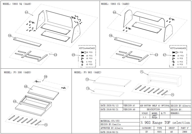 Horeca Parts - Kühltisch, dreitürig mit Arbeitsplatte Hendi 236147 (S903 SS TOP S903STD S903SQ PS 903 PS 300)