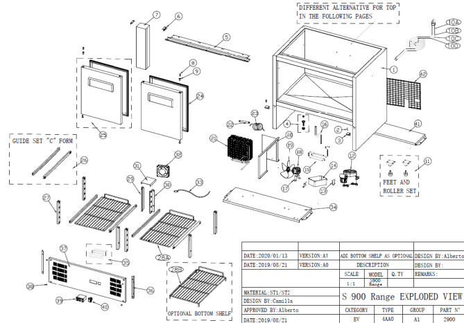 Horeca Parts - Chladicí stůl Hendi 236154 (S901 SS TOP S901-4D S900STD  S900SQ PS 900 PS 200)