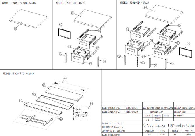 Horeca Parts - Kühltisch Hendi 236154 (S901 SS TOP S901-4D S900STD  S900SQ PS 900 PS 200)