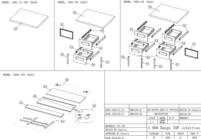 Horeca Parts - Chladicí stůl na salát Hendi 236208 (S901 SS TOP S901-4D S900STD S900SQ PS 900 PS 200)