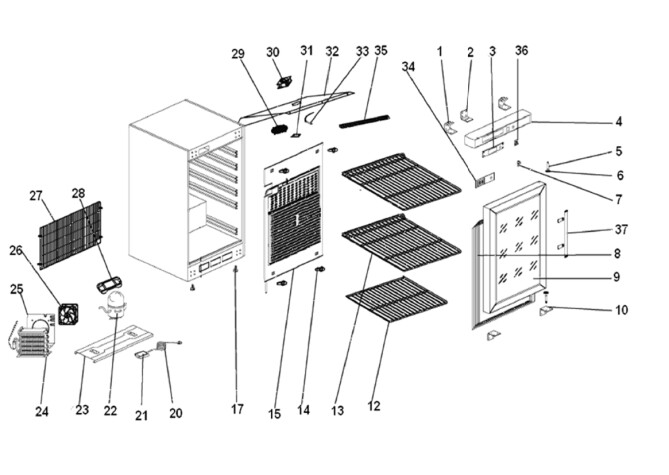 Horeca Parts - Budget Line refrigerated cabinet Hendi 232569 (ER-EF-ERG-SS 200)