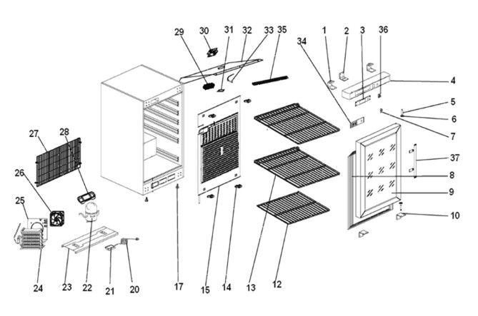 Horeca Parts - Kühlschrank Hendi Budget Line 232583 (ER-EF-ERG-SS 200)