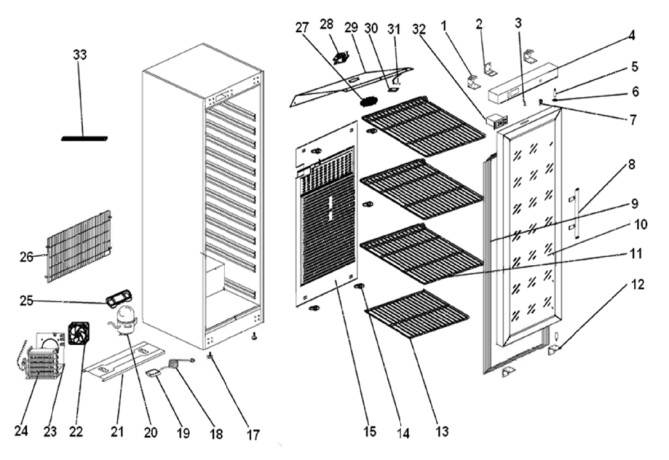 Horeca Parts - Budget Line refrigerated cabinet Hendi 232651 (ER-ERG-EF-SS 600)