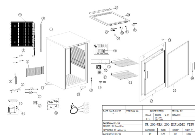 Horeca Parts - Budget Line refrigerated cabinet under-counter Hendi 200 l - 236000 (UR200)