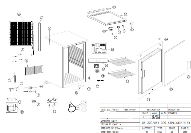 Horeca Parts - Kühlschrank Hendi Budget Line im Edelstahlgehäuse (200 L) - 236017 (UR 200)