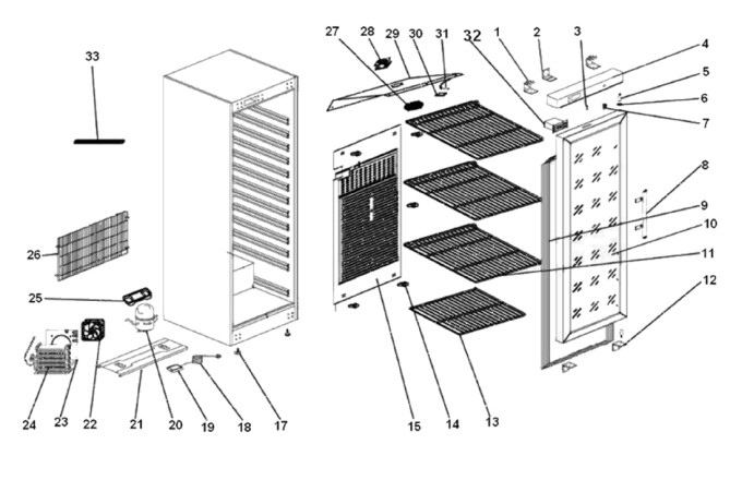 Horeca Parts - Tiefkühlschrank Hendi Budget Line 232620 (ER-ERG-EF-SS 400)