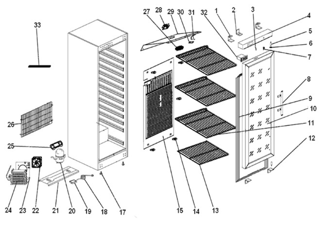 Horeca Parts - Tiefkühlschrank Hendi Budget Line 232682 (ER-ERG-EF-SS 600)