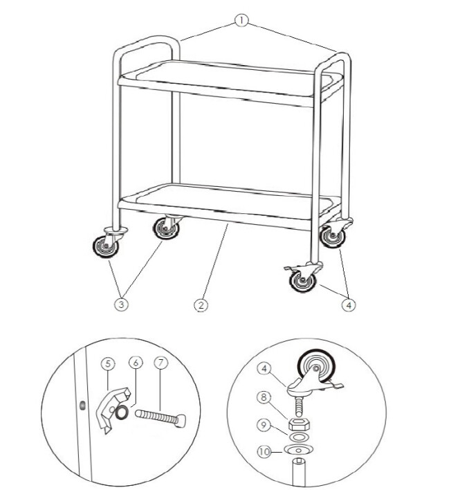 Horeca Parts - Transport trolley Hendi 81000 - shelves 2