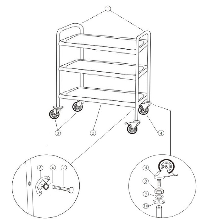 Horeca Parts - Přepravní vozíky  2 policemi Hendi 810101