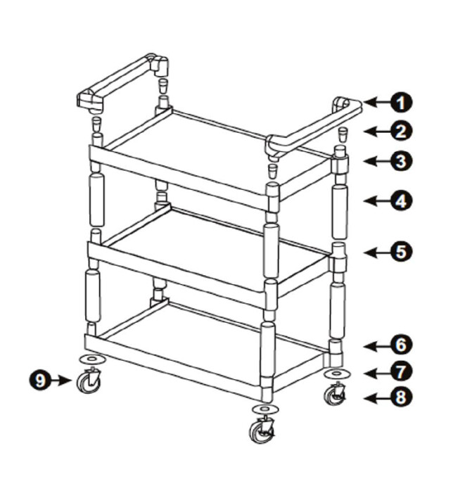 Horeca Parts - Servierwagen, 3 Etagen Hendi 810200