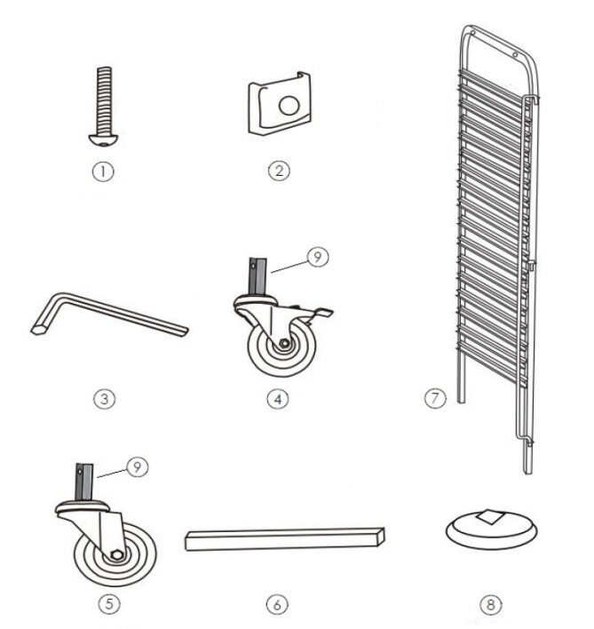 Horeca Parts - Abräumwagen, 15 Einschübe Hendi 810651