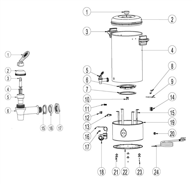 Horeca Parts - Condiționator de apă, HENDI, 28L, 230V/2200W, ø465x(H)490mm