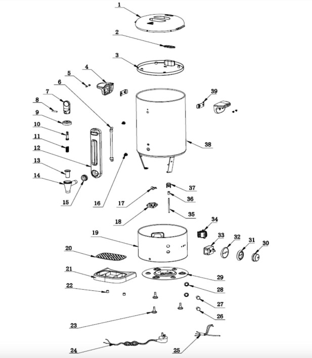 Horeca Parts - Water conditioner - Design by Bronwasser Hendi 9L, 230V/950W, 307x330x(H)450mm