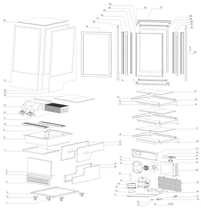 Horeca Parts - Chladicí vitrína se 3 policemi Hendi 233306