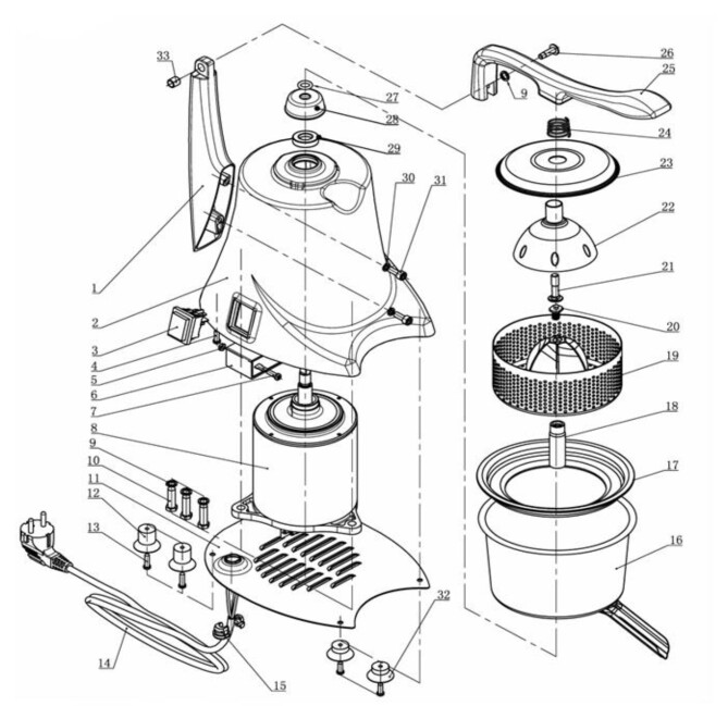 Horeca Parts - Wyciskarka do cytrusów elektryczna, HENDI, 230V/230W, 280x200x(H)470mm