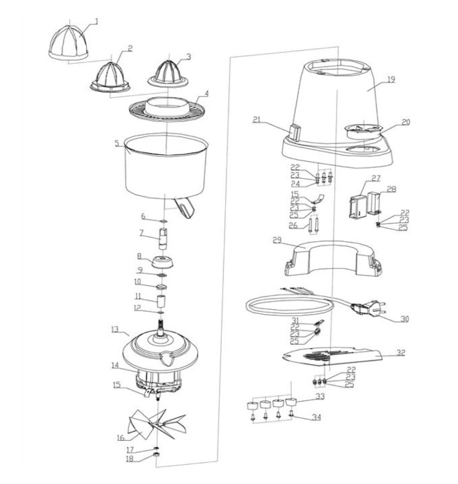 Horeca Parts - Wyciskarka do cytrusów elektryczna, HENDI, 230V/180W, 308x218x(H)463mm