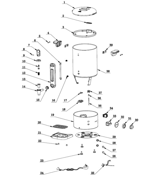 Horeca Parts - Aparat de condiționare a apei - Design by Bronwasser Hendi 16L, 230V/1650W, 357x380x(H)502mm